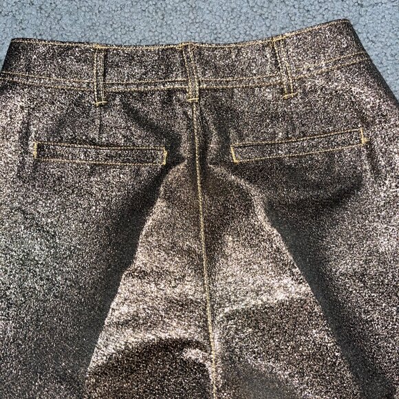 MADEWELL LANGFORD EMMETT BRONZE METALLIC WIDE LEG HIGH WAIST TROUSER PANT - 27 - Picture 5 of 12